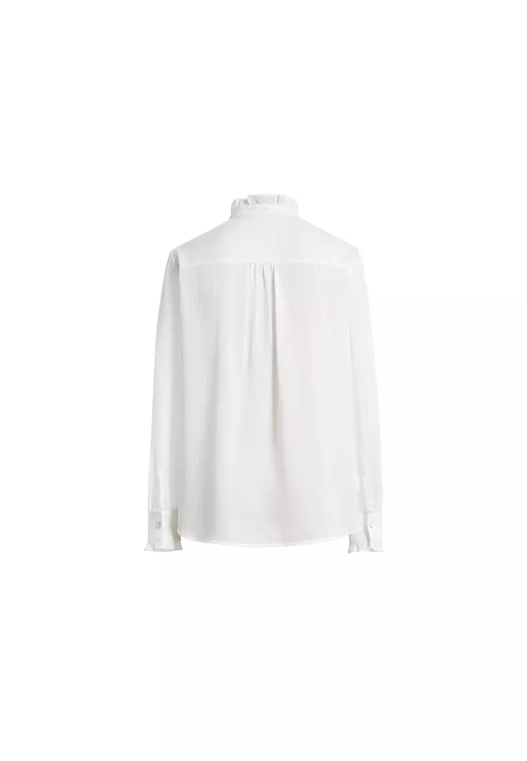 Long Sleeve Ruffle Collar Shirt with Bow Tie