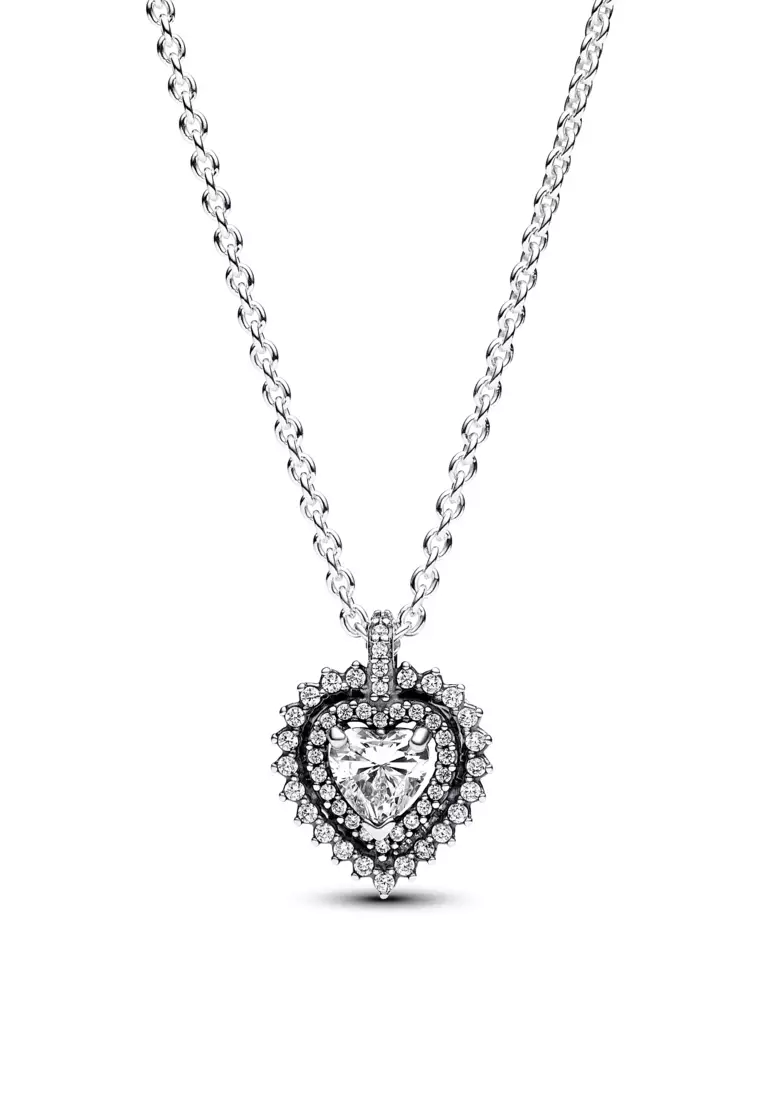Pandora Sparkling Double Heart Halo Necklace Gift Set (45cm)