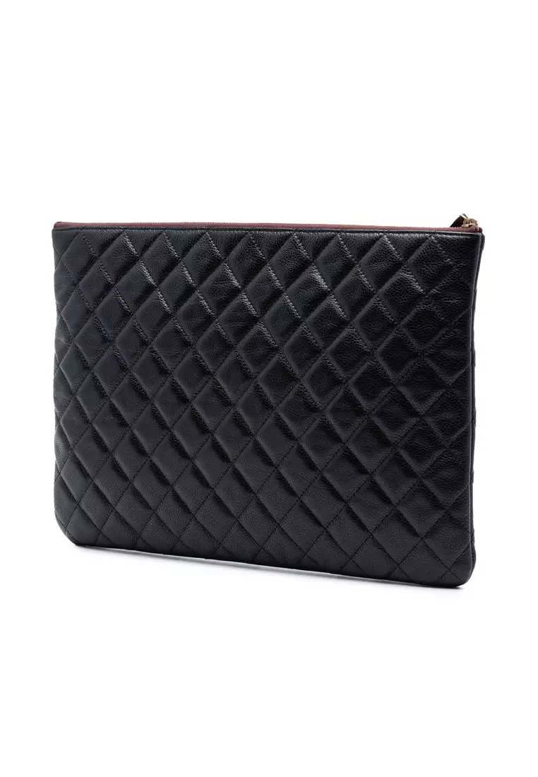 Pre-Loved Chanel Large Quilted Caviar O Case Clutch