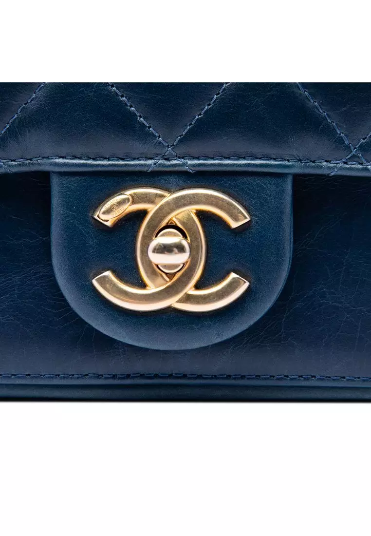 Pre-Loved Chanel Small Quilted Calfskin Straight Lined Flap