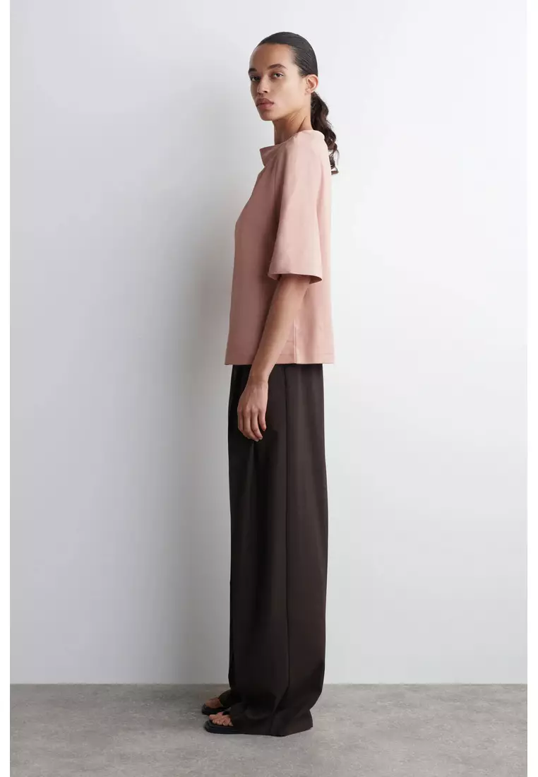 BOAT-NECK COTTON T-SHIRT