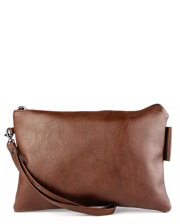 Distressed Leather Pouch Clutch