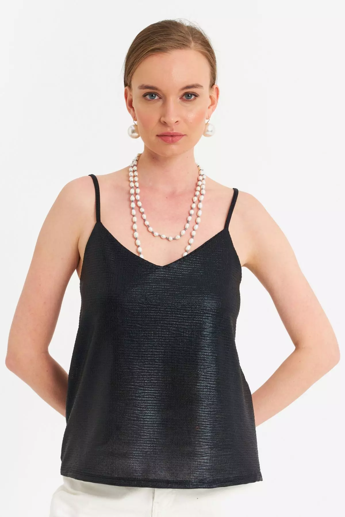 Shiny Blouse with Thin Strap