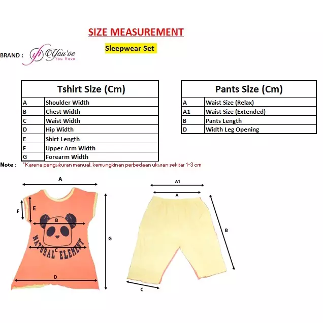 You've (YouHave) Baju Tidur Wanita Sleepwear Set Baju Tidur Wanita Set 2134