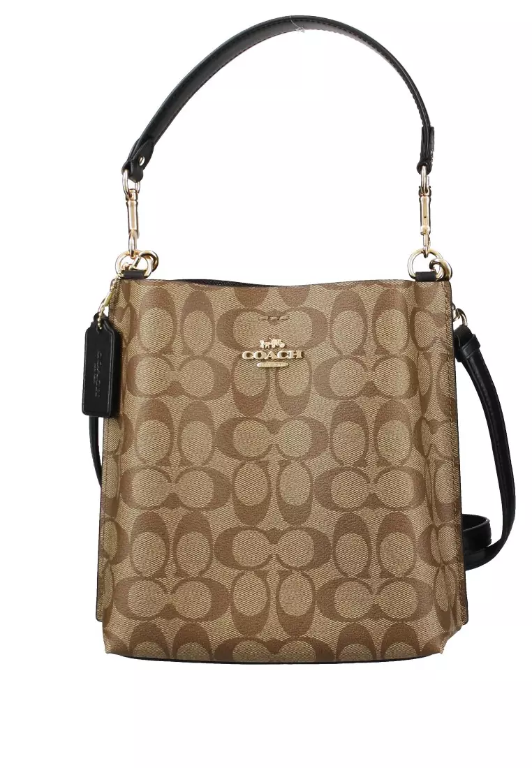 Buy Coach Coach Mollie Bucket Bag 22 In Signature Canvas - Brown/Black ...