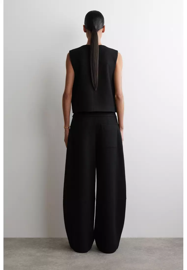 BOILED-WOOL BARREL-LEG TROUSERS