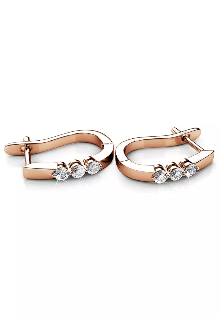 KRYSTAL COUTURE Hoop Earrings Embellished with SWAROVSKI® crystals-Rose Gold/Clear