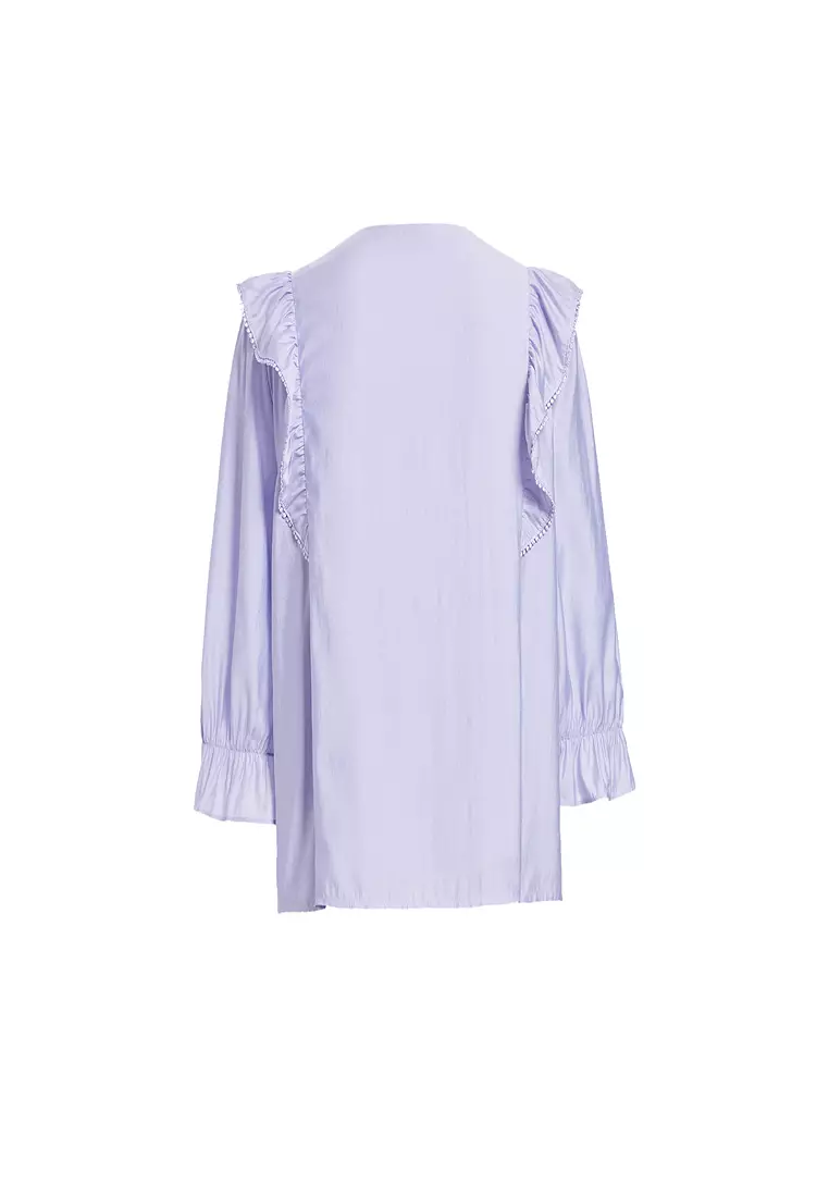 Ruffle V-Neck Lace Top