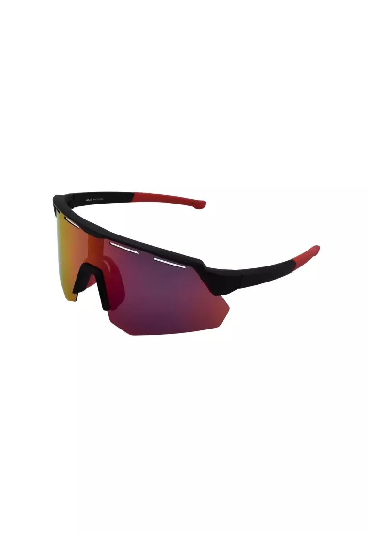 Oversized Angular Semi Frameless One Piece Lens with Vents Polarized Sunglasses