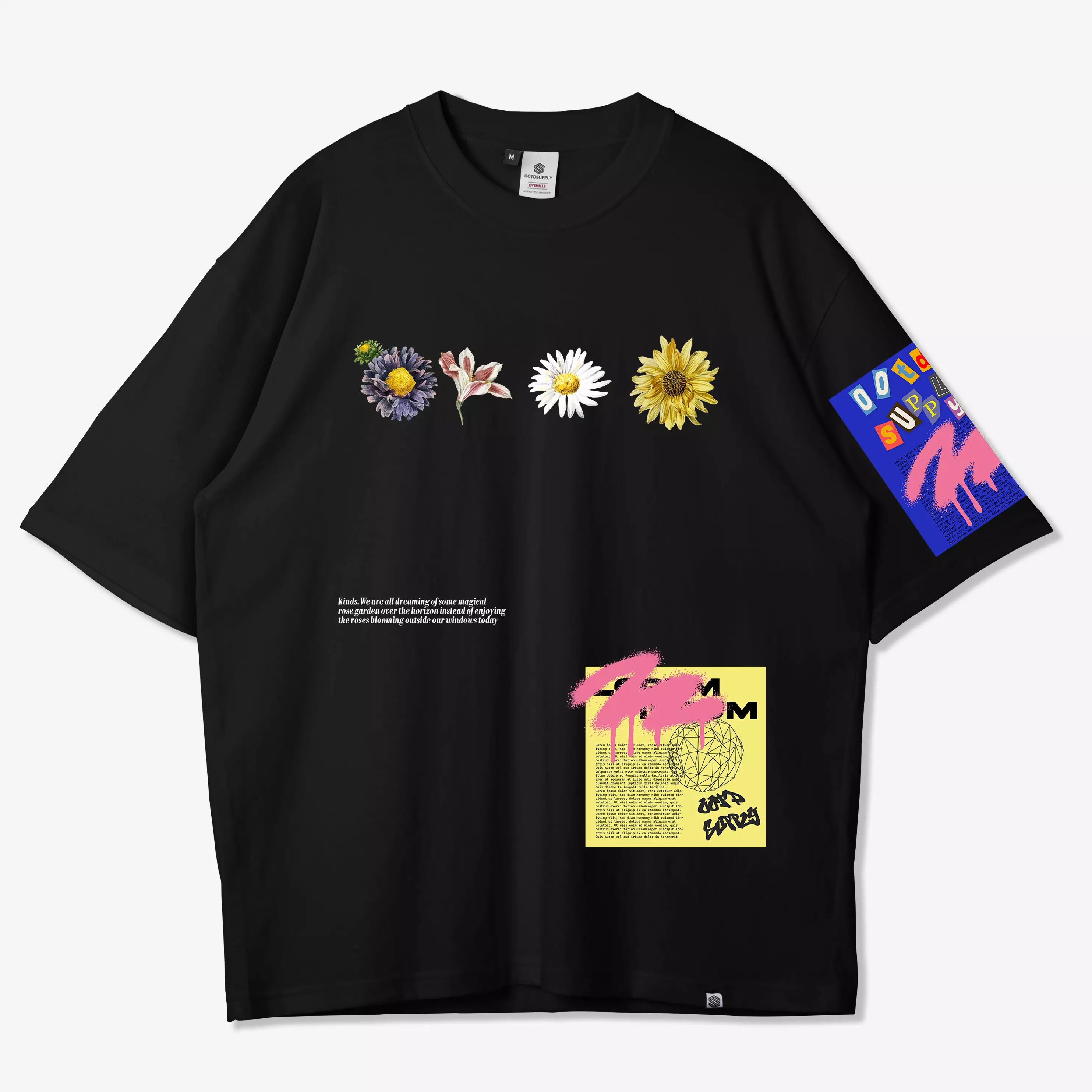 OOTDSUPPLY Oversized Tshirt All Kinds Dark Grey & Black l Kaos Oversize Pria dan Wanita OVZ150