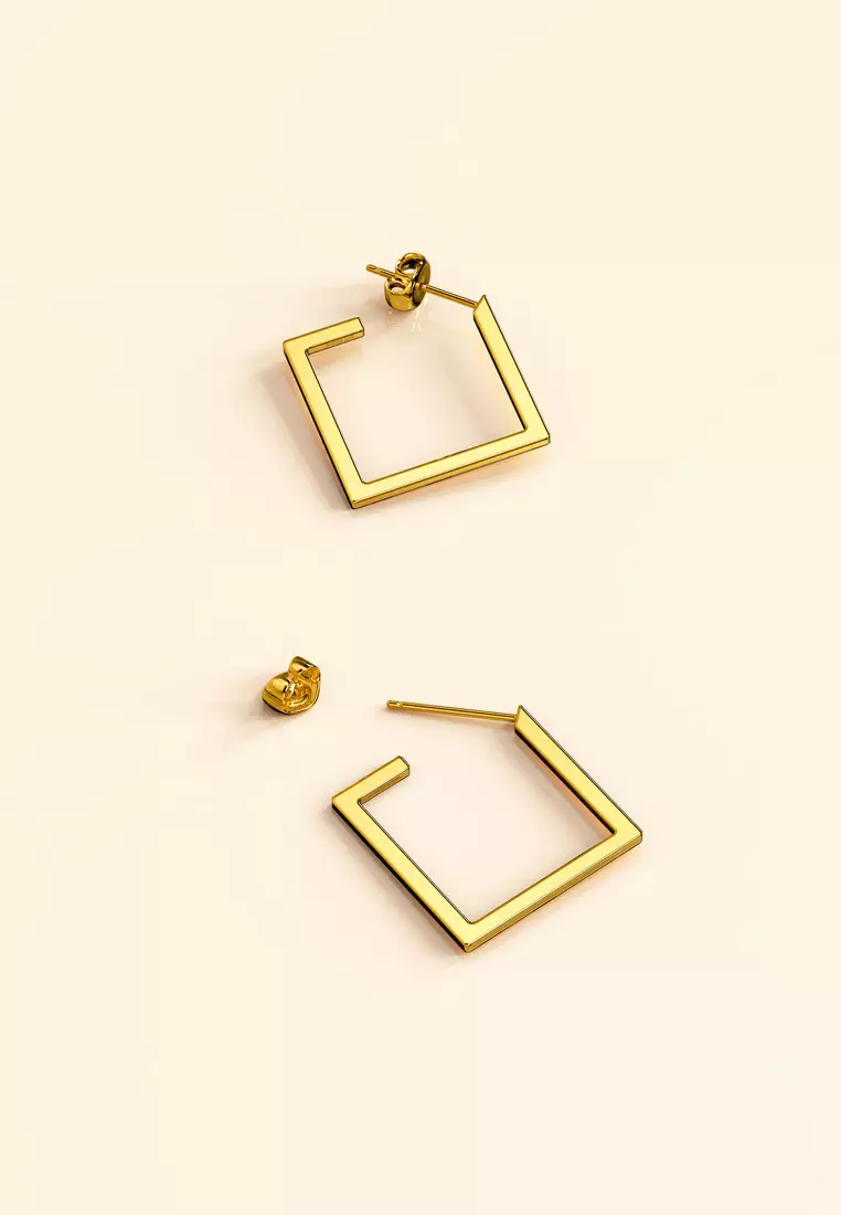 Diamond Hoop Gold Layered Earrings