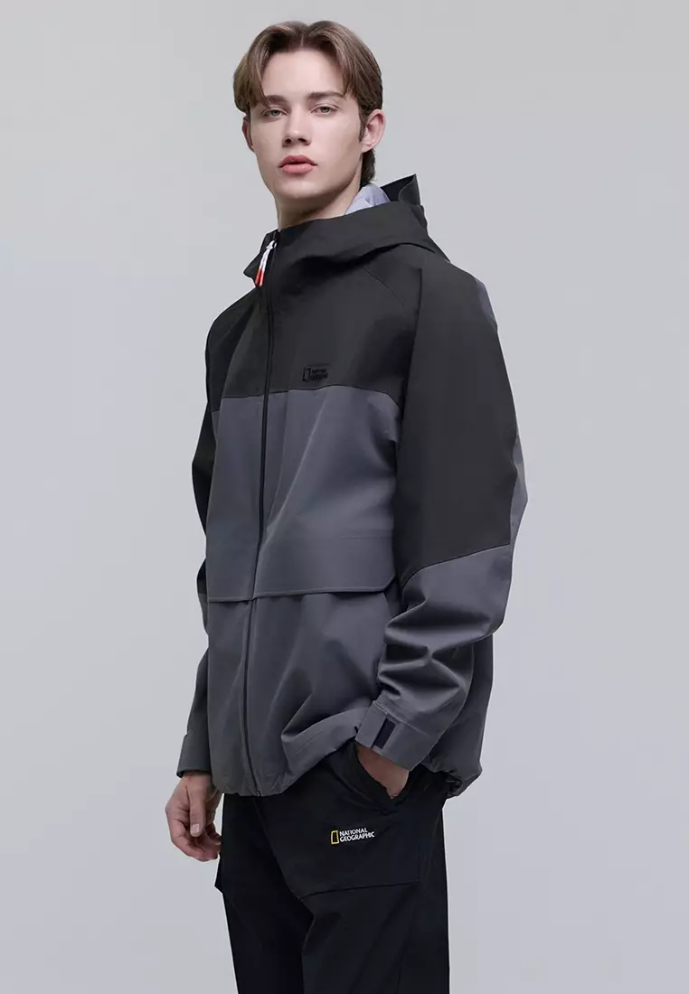 男女同款拼色半寬鬆三層防水風褸