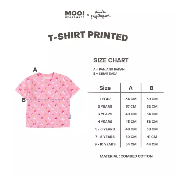 Mooi X Dinda Puspitasari Atasan Anak Perempuan T-shirt Tee - Blue