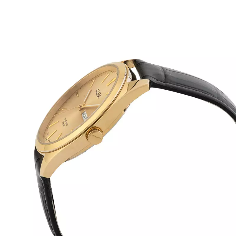 Jam Tangan Pria Alba AJ6196X1 Men Gold Dial Black Leather Strap
