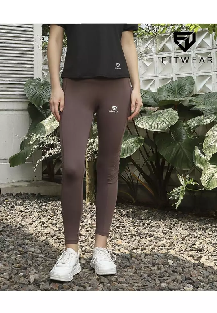 Fitwear - Legging Big Size Olahraga Wanita BELIA BIKER 4 POCKET - BROWNY