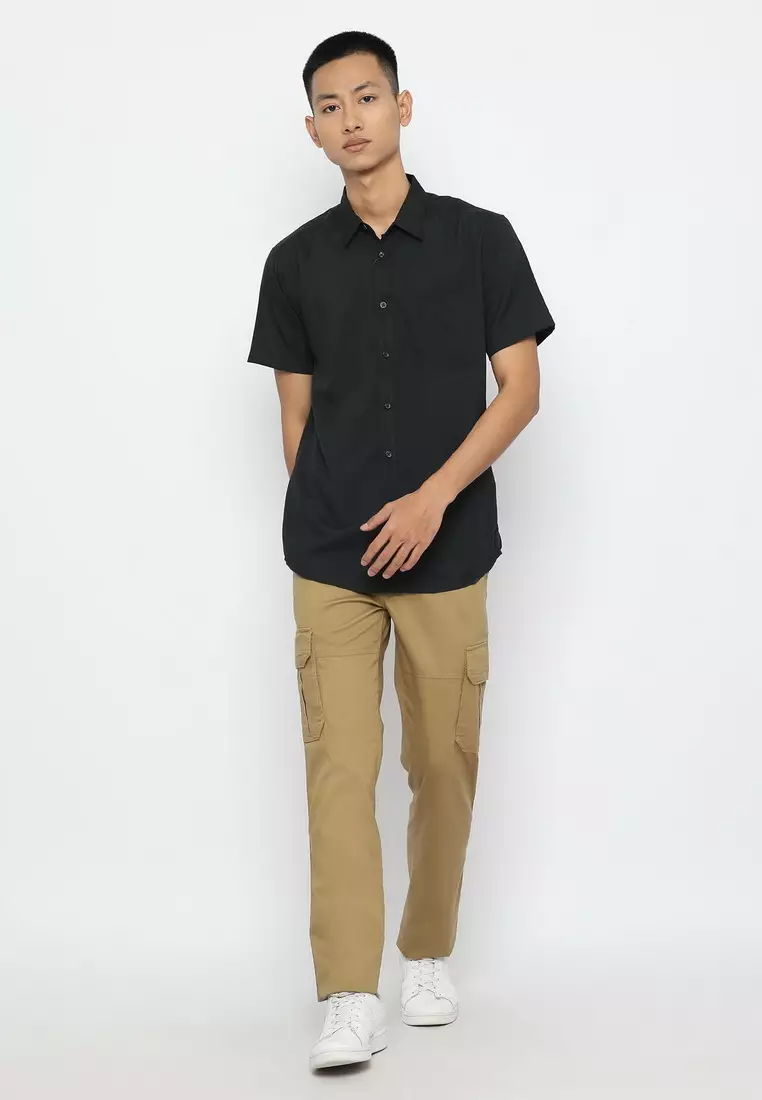 POLICE Celana Cargo Panjang Coklat Slim Fit Pria