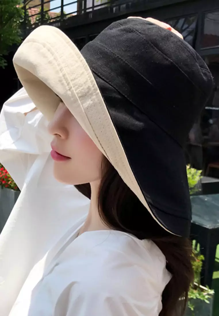 Foldable Large Brim Double-Sided Fisherman Caps A22062402BK