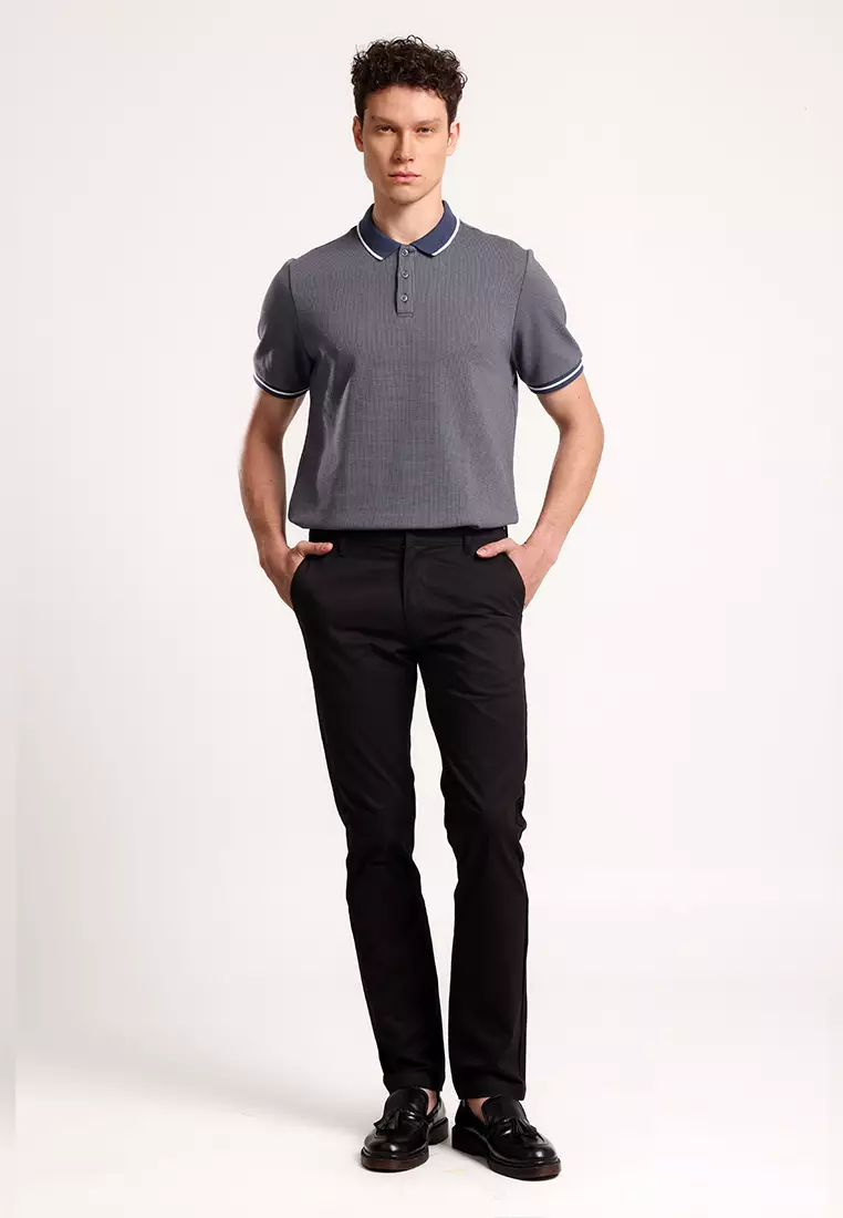 MANZONE - Polo Shirt Lengan Pendek Pria Jinjo 05 Slim Fit - Navy Warna NAVY
