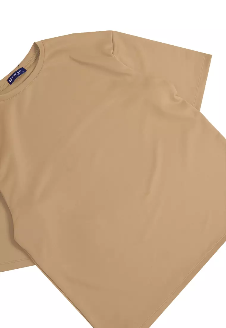MTP55 kaos oversize gym pria bodybuilding bahan tebal scuba determination khaki