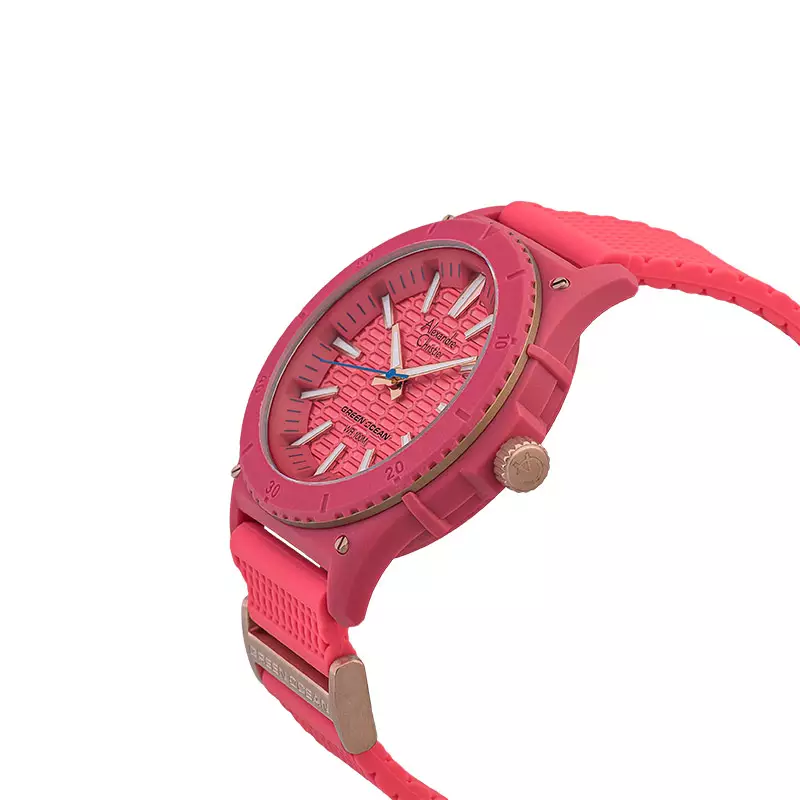 Jam Tangan Pria Alexandre Christie Green Ocean AC 6584 MH RRGPE Men Pink Dial Pink Rubber Strap