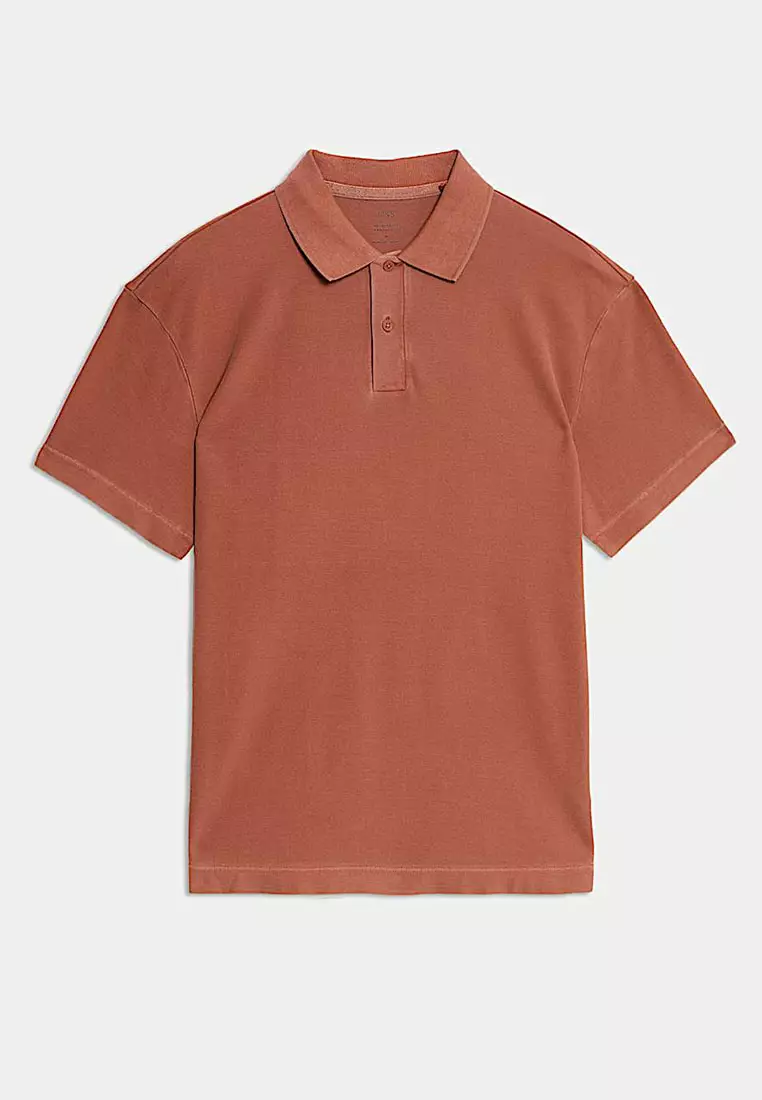 Relaxed Fit Pure Cotton Garment Dyed Polo Shirt