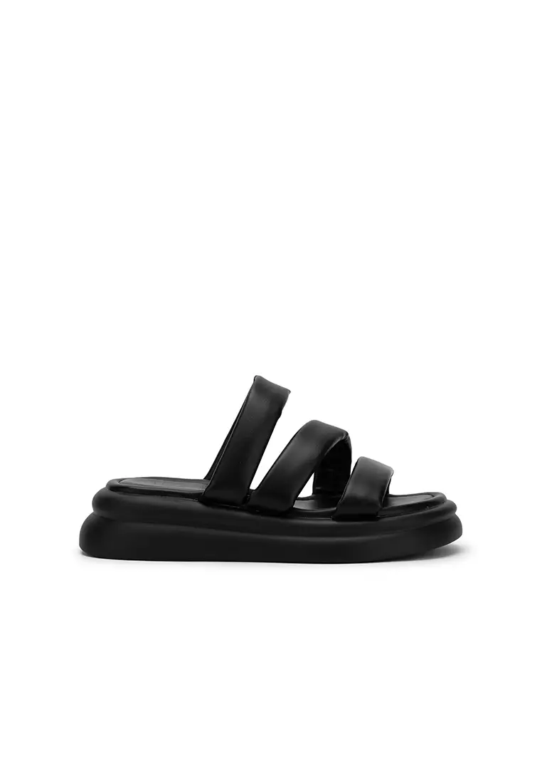 Discount on Nose  shoes - SKU: PADDED STRAPPY WEDGE HEEL SLIDE
