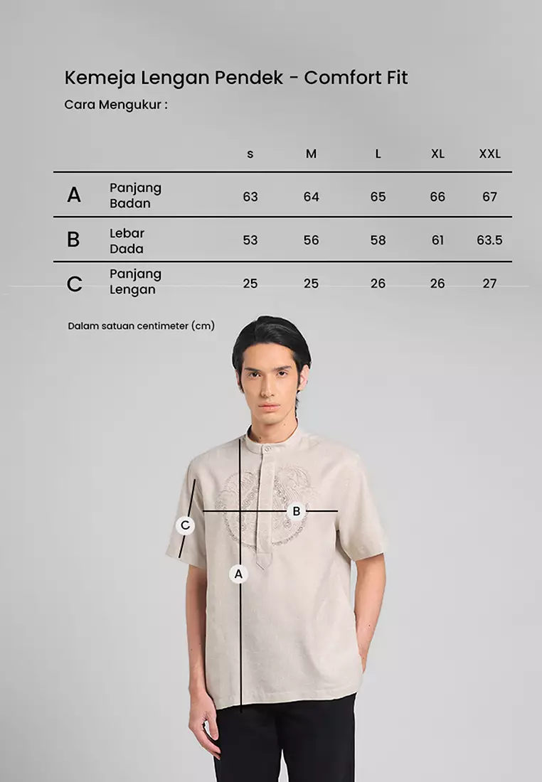 MANZONE X Adipati Dolken - Kemeja Koko Lengan Pendek Pria Hosam Comfort Fit - Brown Warna Brown