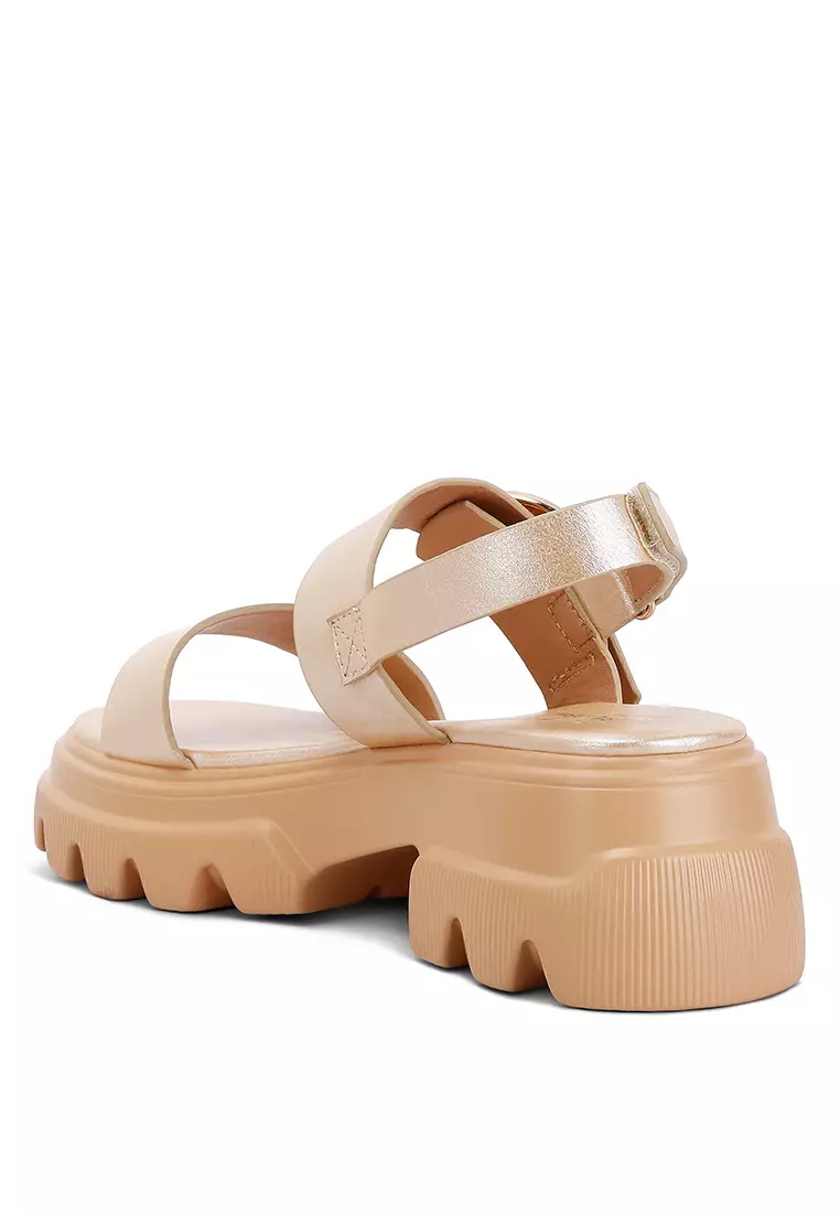 Gold Metallic Chunky Sandals