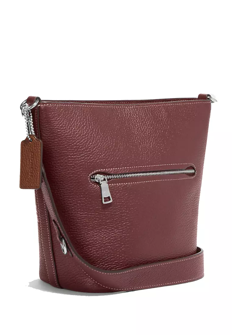 Coach Logan Striped Chalk Leather Duffle Crossbody Shoulder Bag