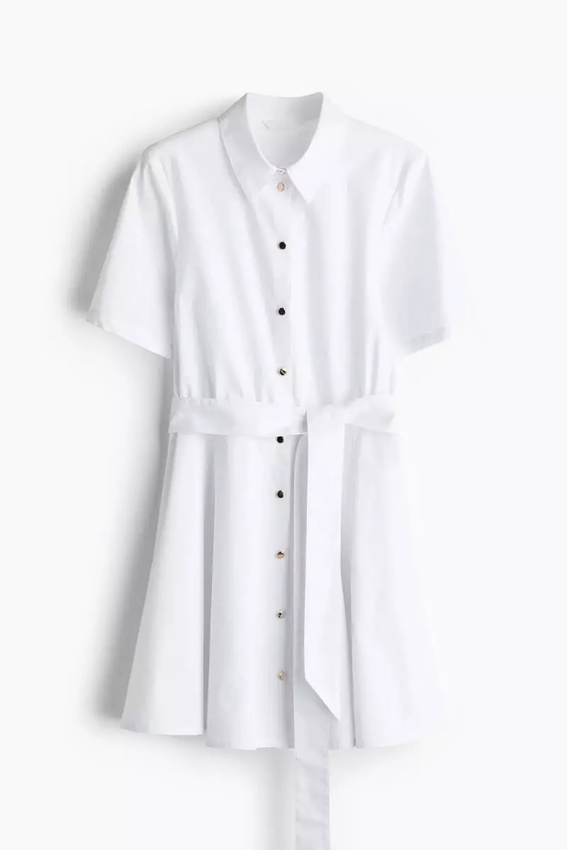 Tie-belt shirt dress