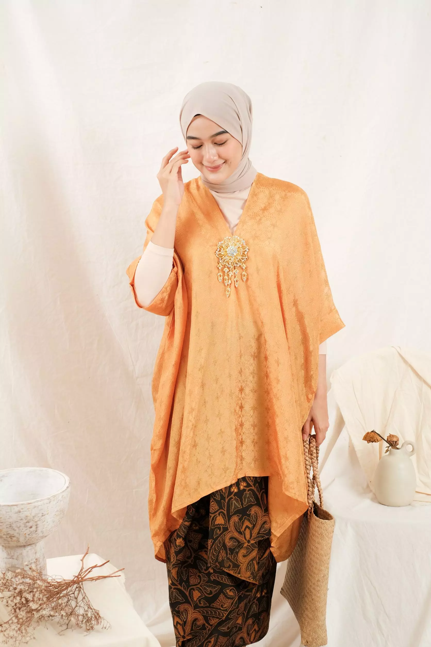 Jual Khalisa Batik Kaftan Midi Dress Mustard By Khalisa Batik Original