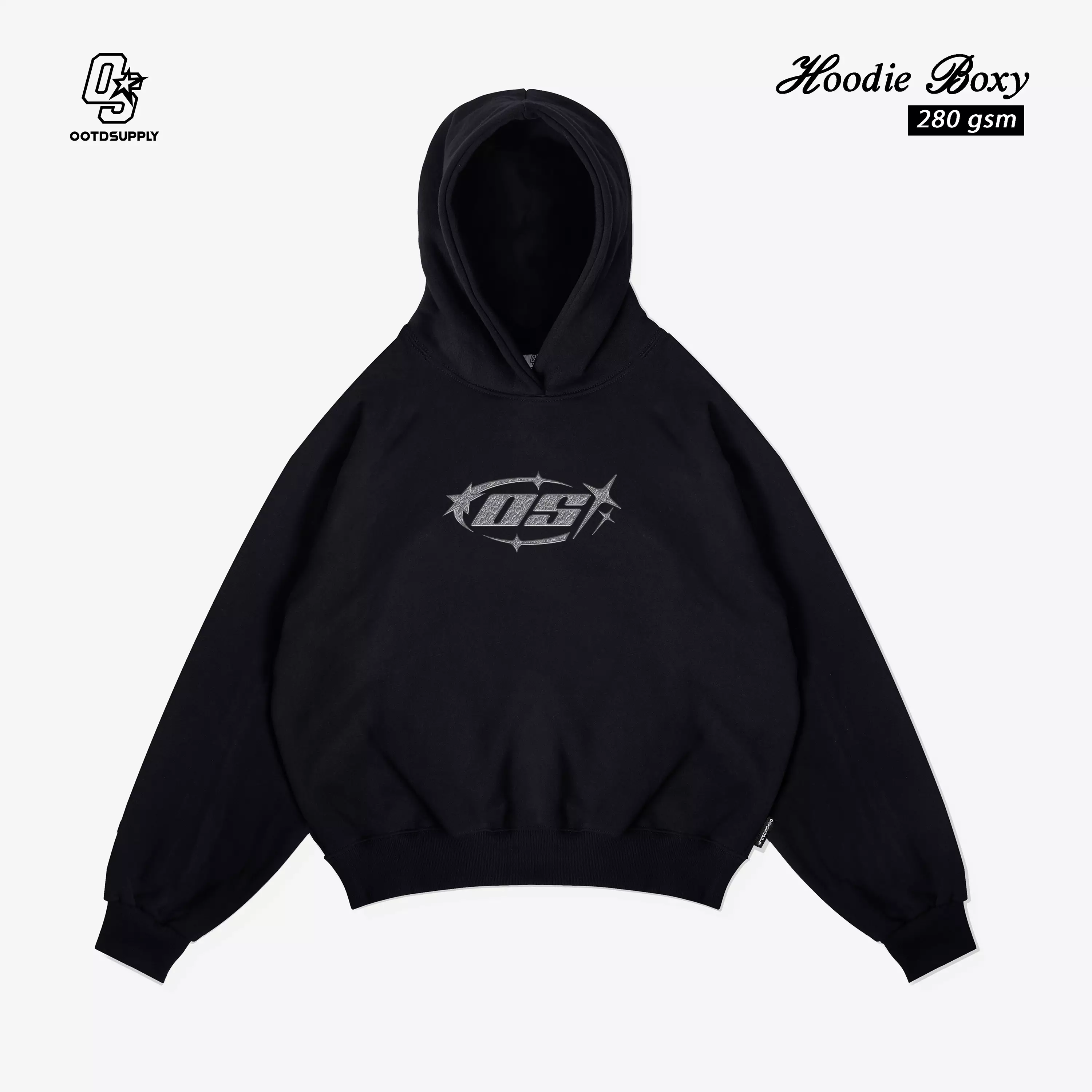 OOTDSUPPLY Hoodie Boxyfit Neovibe Black | Hoodie Boxy fit | HD-BX275-001