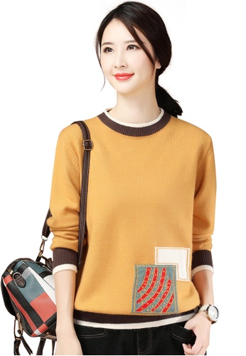 A-IN GIRLS yellow Casual Round Neck Sweater 9DE0DAA6BD0B2AGS_1