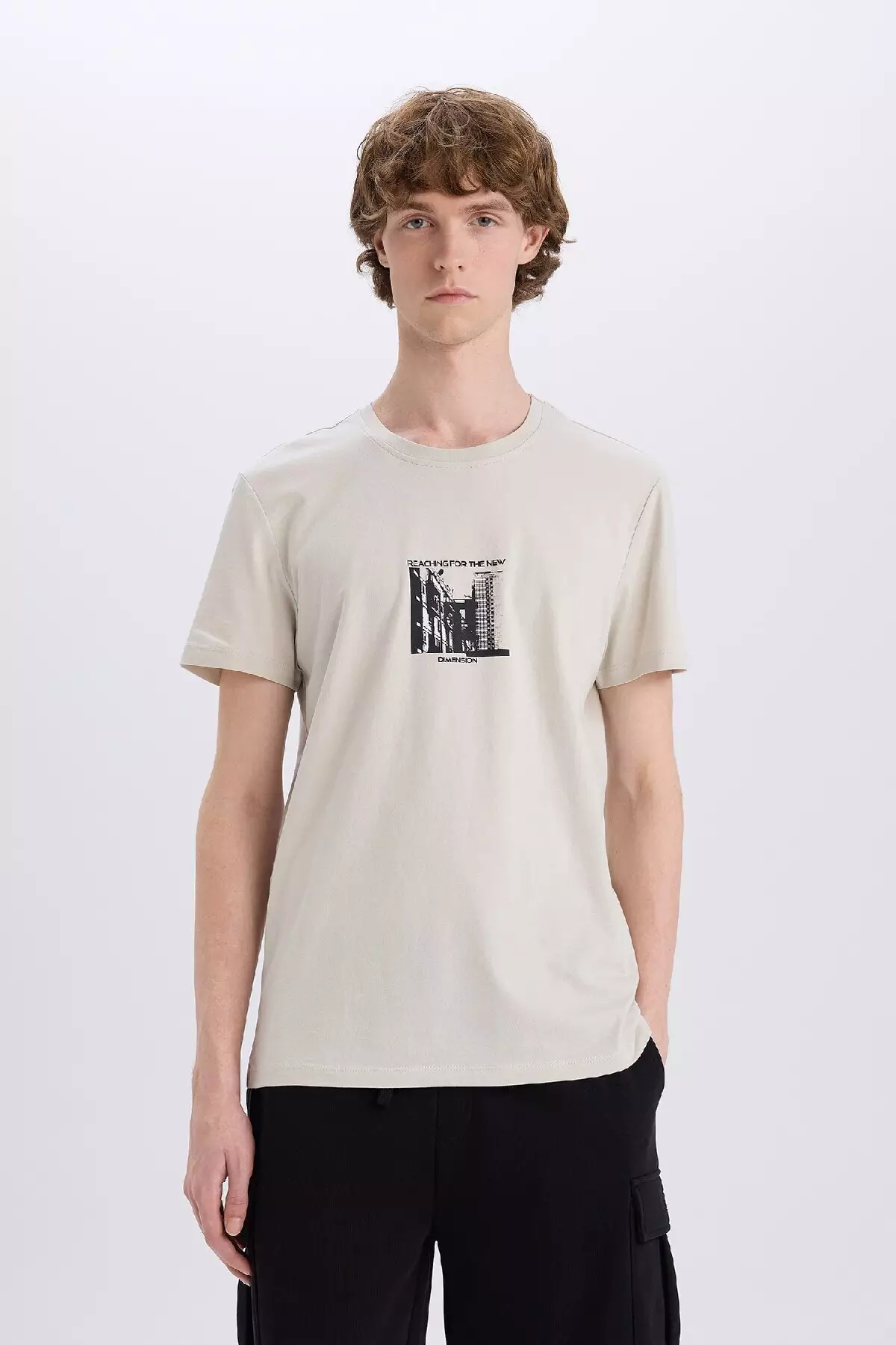 100% Cotton Slim Fit Slim Fit Crew Neck Printed Short Sleeve T-Shirt C2133Ax25Sm