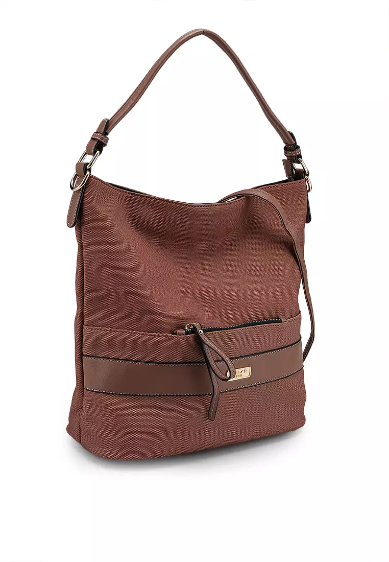 Duo-Texture Convertible Hobo Bag