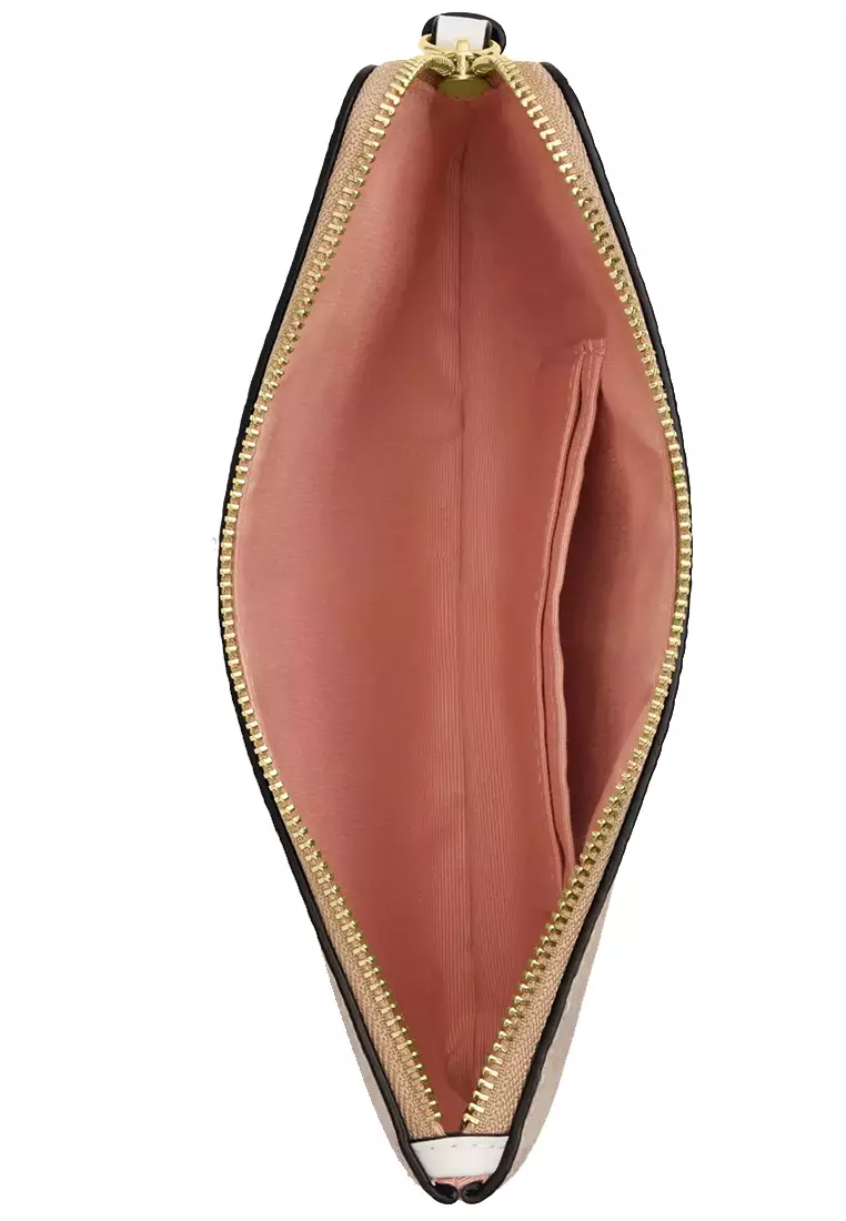 Large Corner Zip Wristlet In Signature Canvas - Sand Multi CBA72