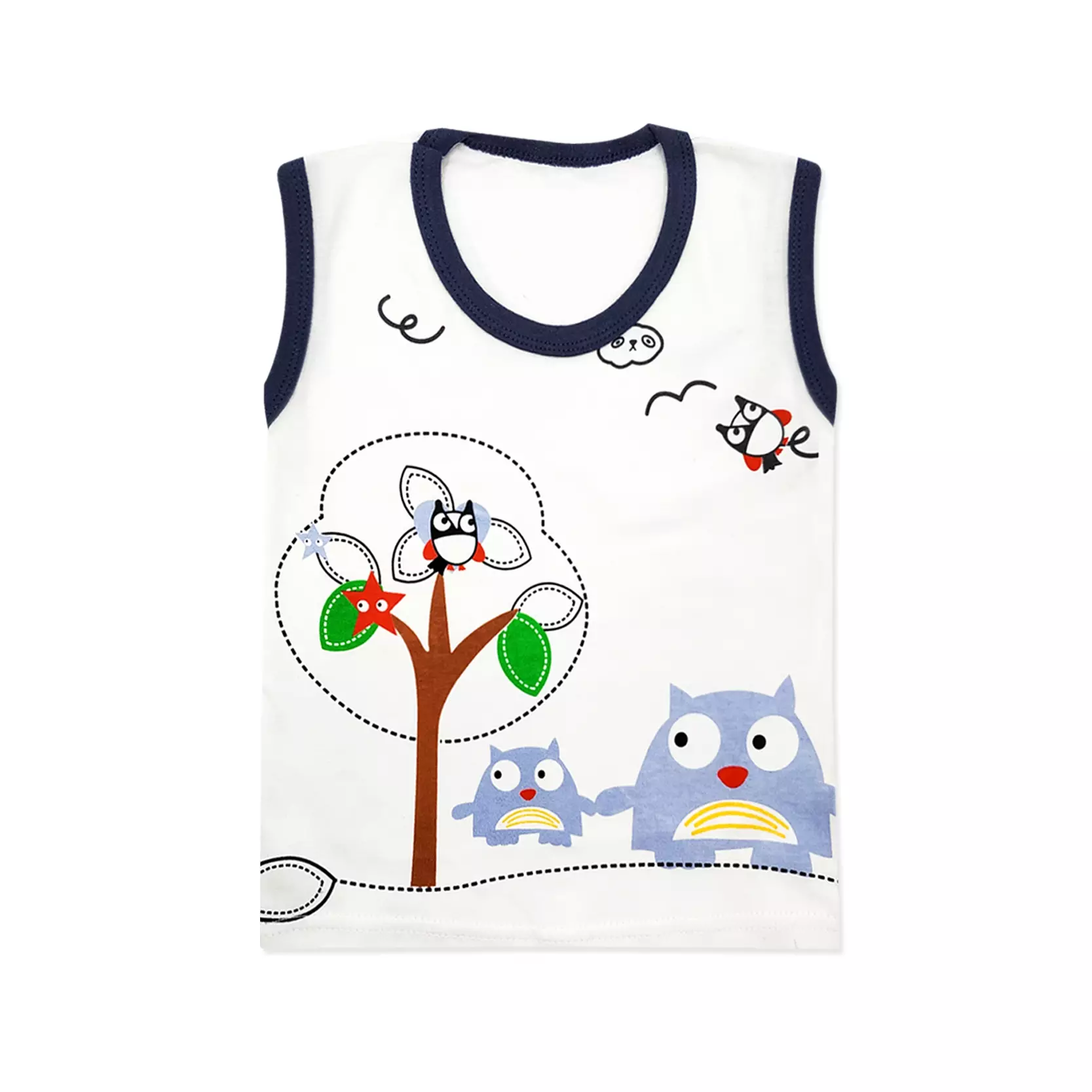 Wakakids Baju Singlet Bayi Anak Laki Laki Motif Owl Bird Setelan Celana Kaos Usia 6 Bulan Hingga 12 Bulan 2865