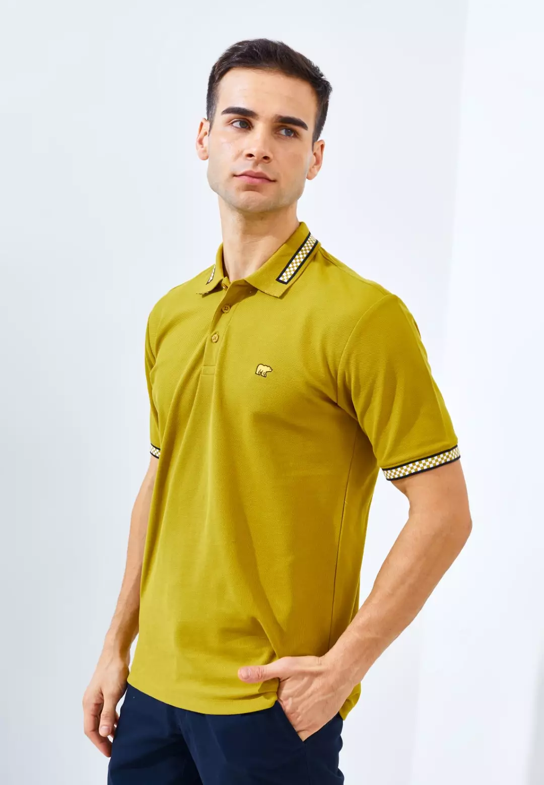 Jack Nicklaus Mustang Polo Shirt Pria Regular Fit Golden Palm