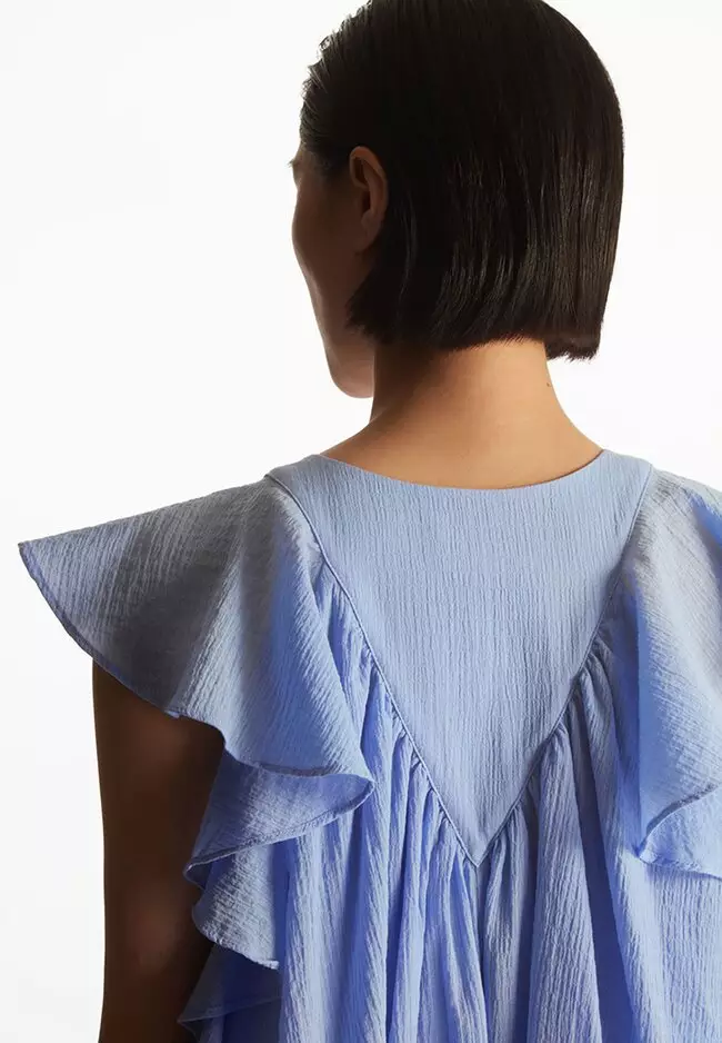 Ruffled Cap-Sleeve Dress