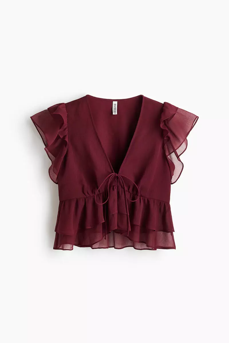 Frill-trimmed chiffon top