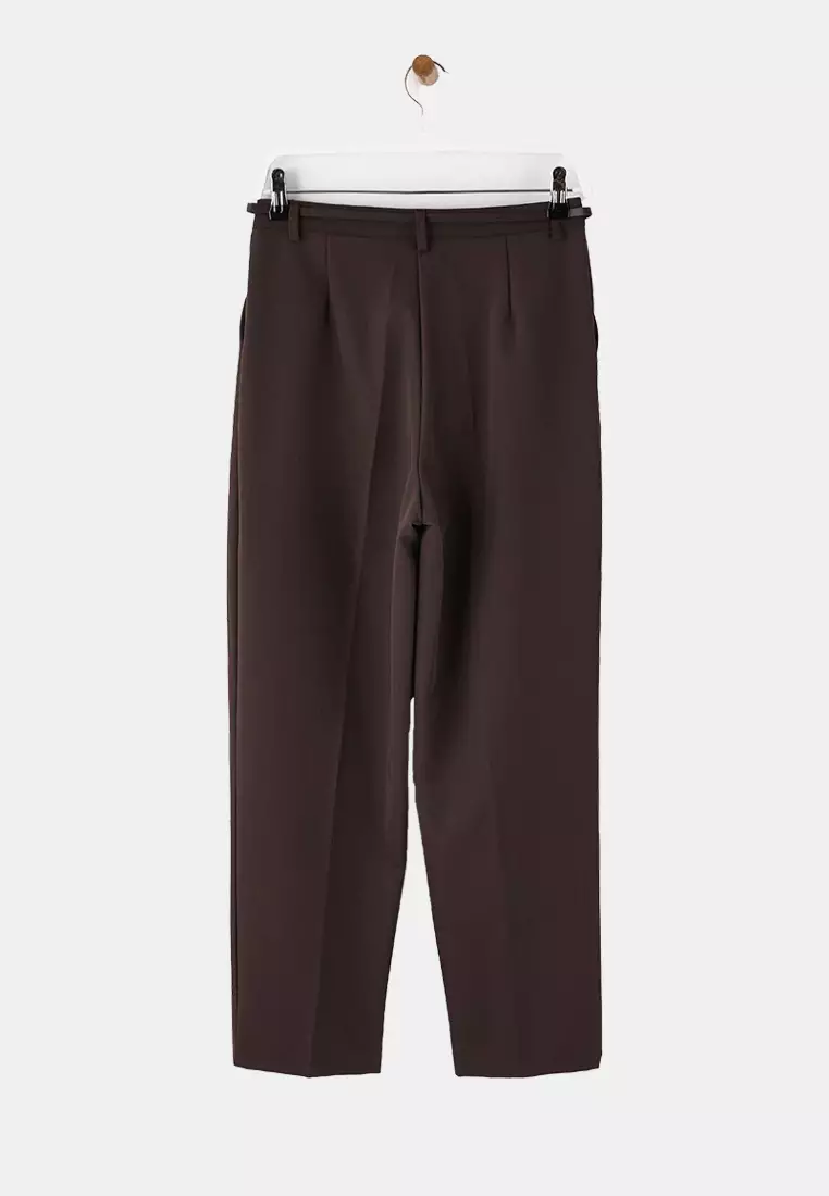 Brown Belted Carrot/Shalwar Cut Woven Trousers Twoaw26Pl167