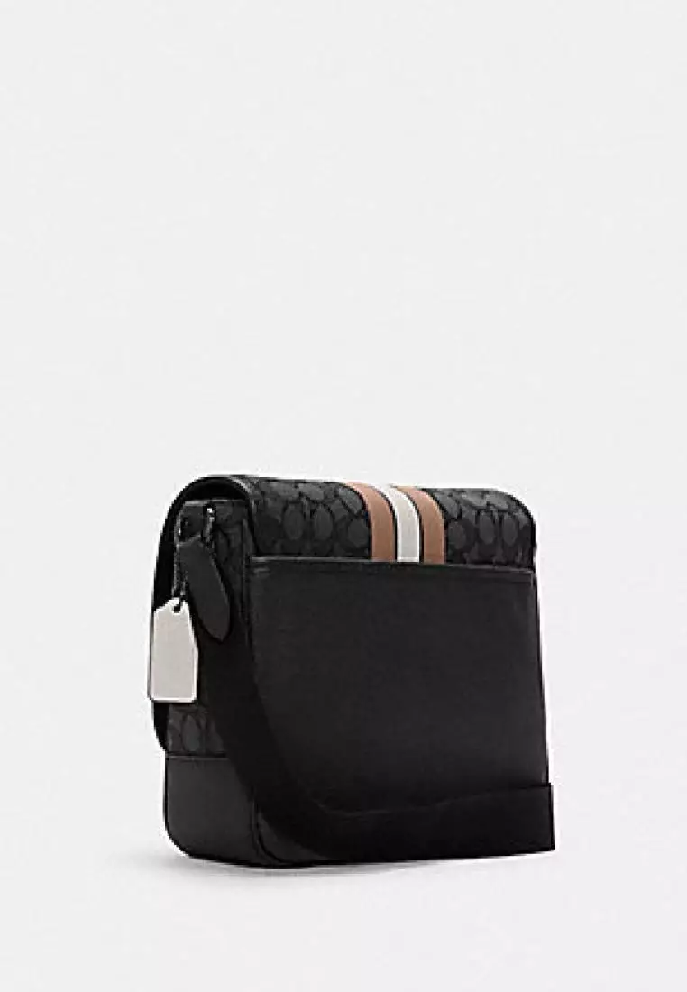 Coach Thompson Small Map Bag In Signature Jacquard With Stripe Black Elm Multi