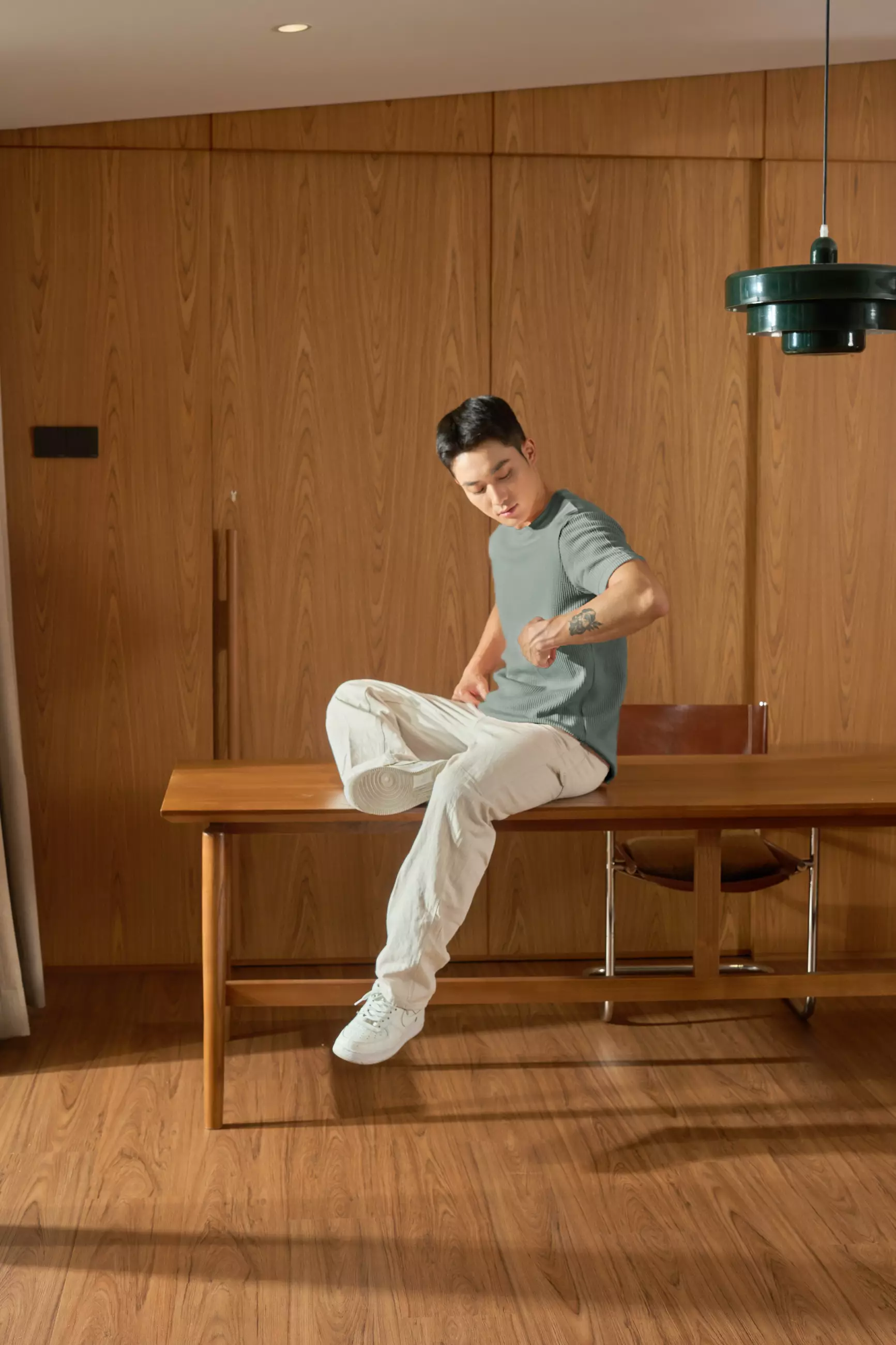 Kale Waffle Light Green / Kaos Polos Tekstur Lengan Pendek Pria / Unisex