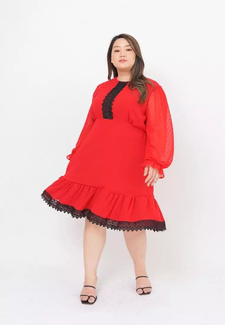 Plus Size Party Dress Cecillie Red