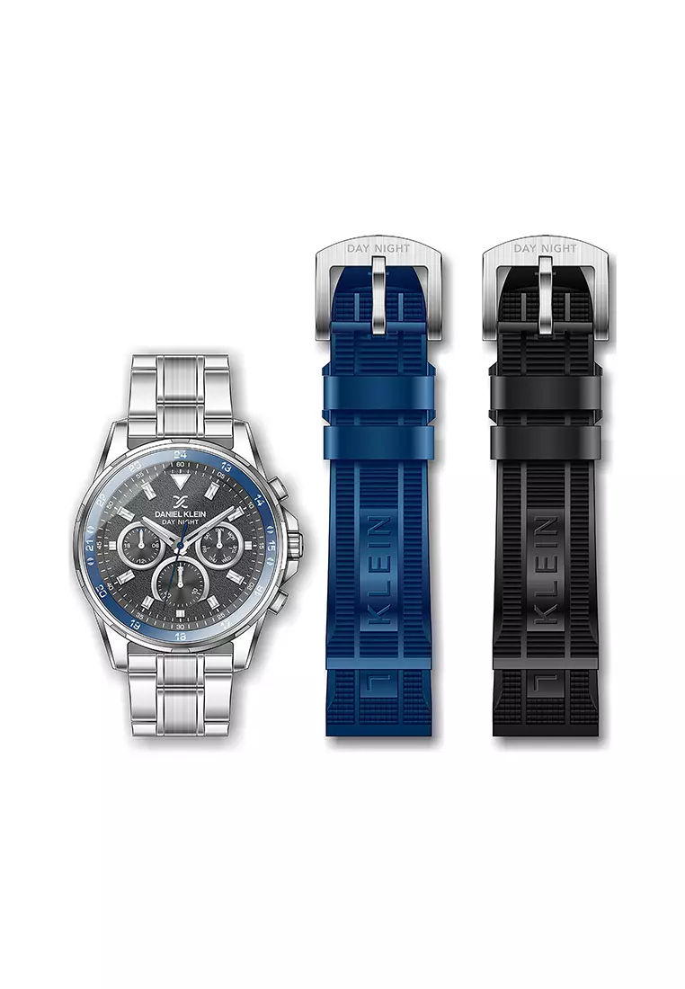 Daniel Klein Day Night Men s Chronograph Watch DK.1.13572 2 Silver with Stainless Steel Strap Watch for Men