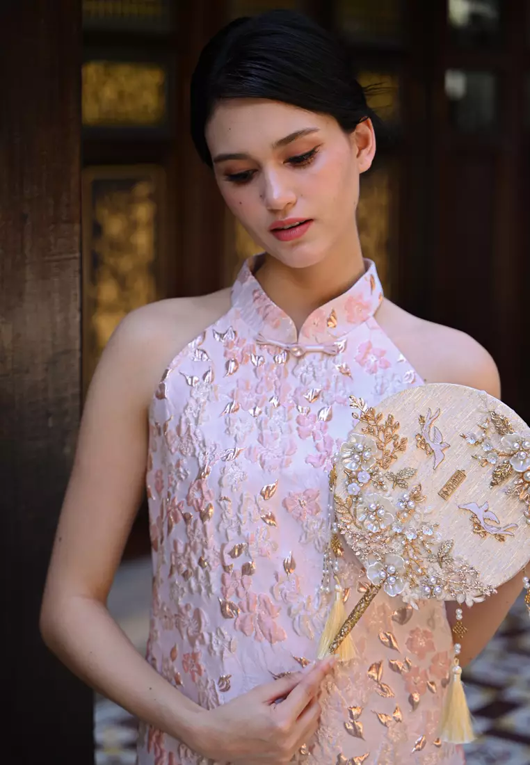 毛绒旗袍连衣裙