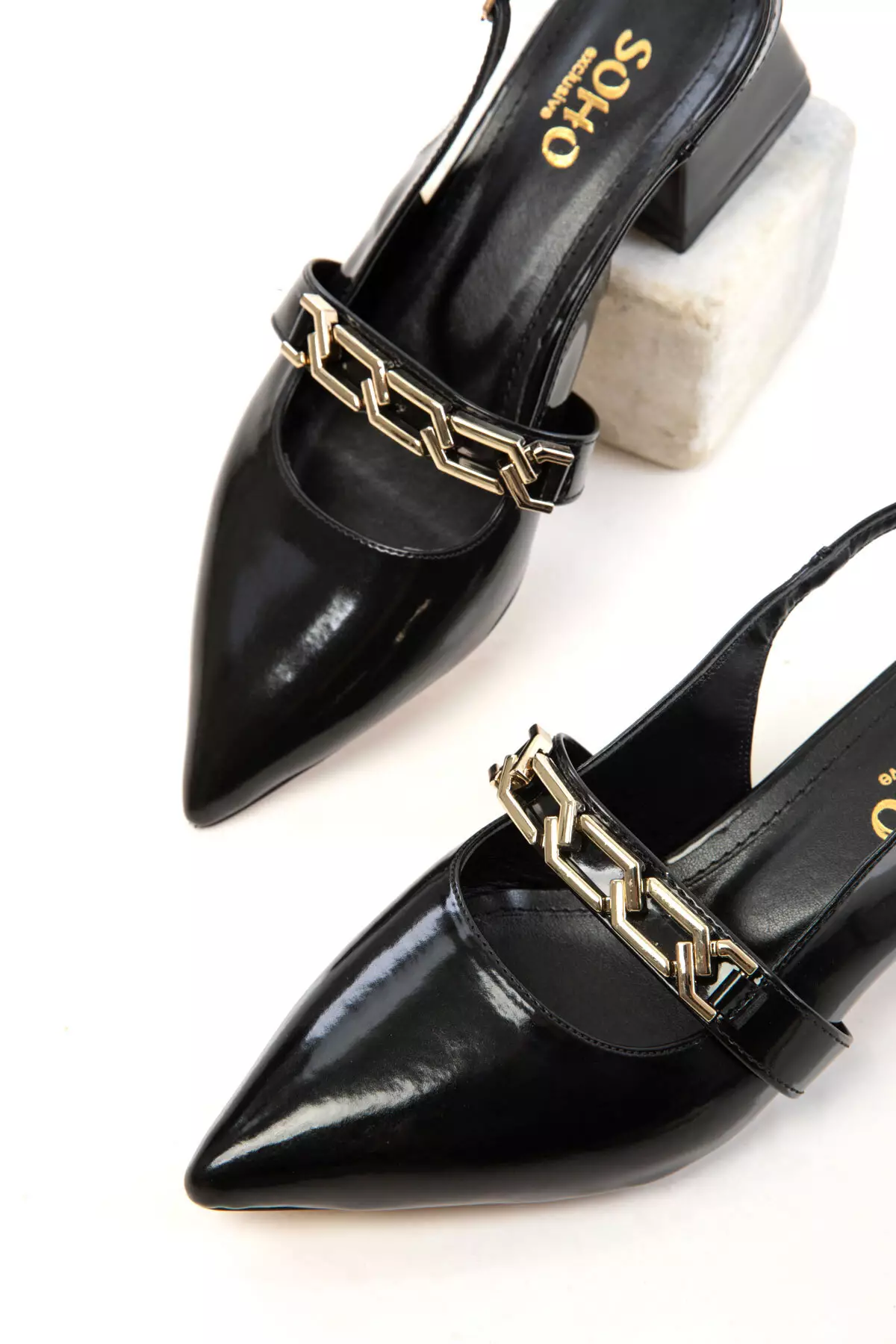 Black Patent Leather Women's Classic Heeled Shoes 20672