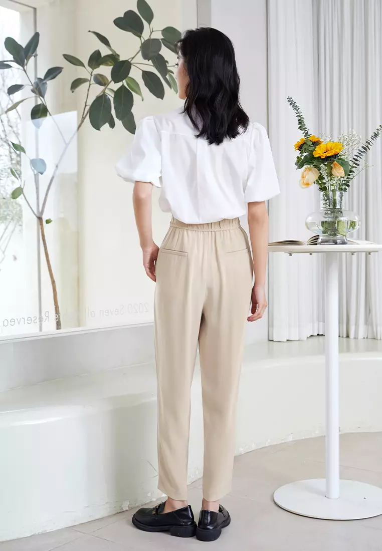 High Waist Slim Straight Pants