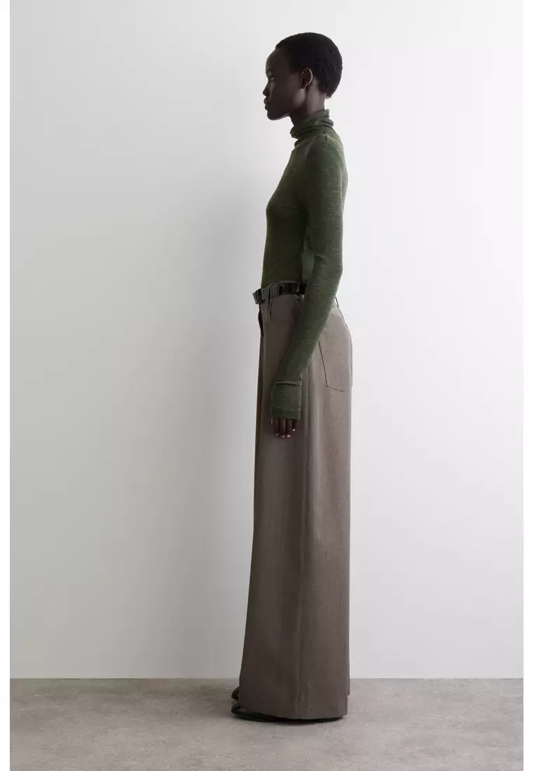 REGULAR WOOL-BLEND WIDE-LEG TROUSERS