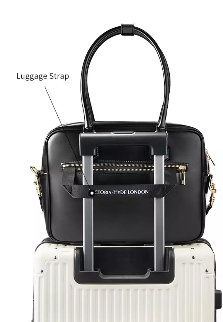 Margaret M Women's Black Top Handle Handbag: 2-in-1 Microfiber Leather Travel Business Bag (Tablet compatible std. size 10")